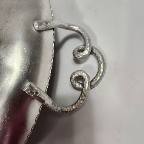 Vintage Large Hammered Wrought Faberware BKLYN Serving Tray Twist Handle Orchid - Picture 5 of 10